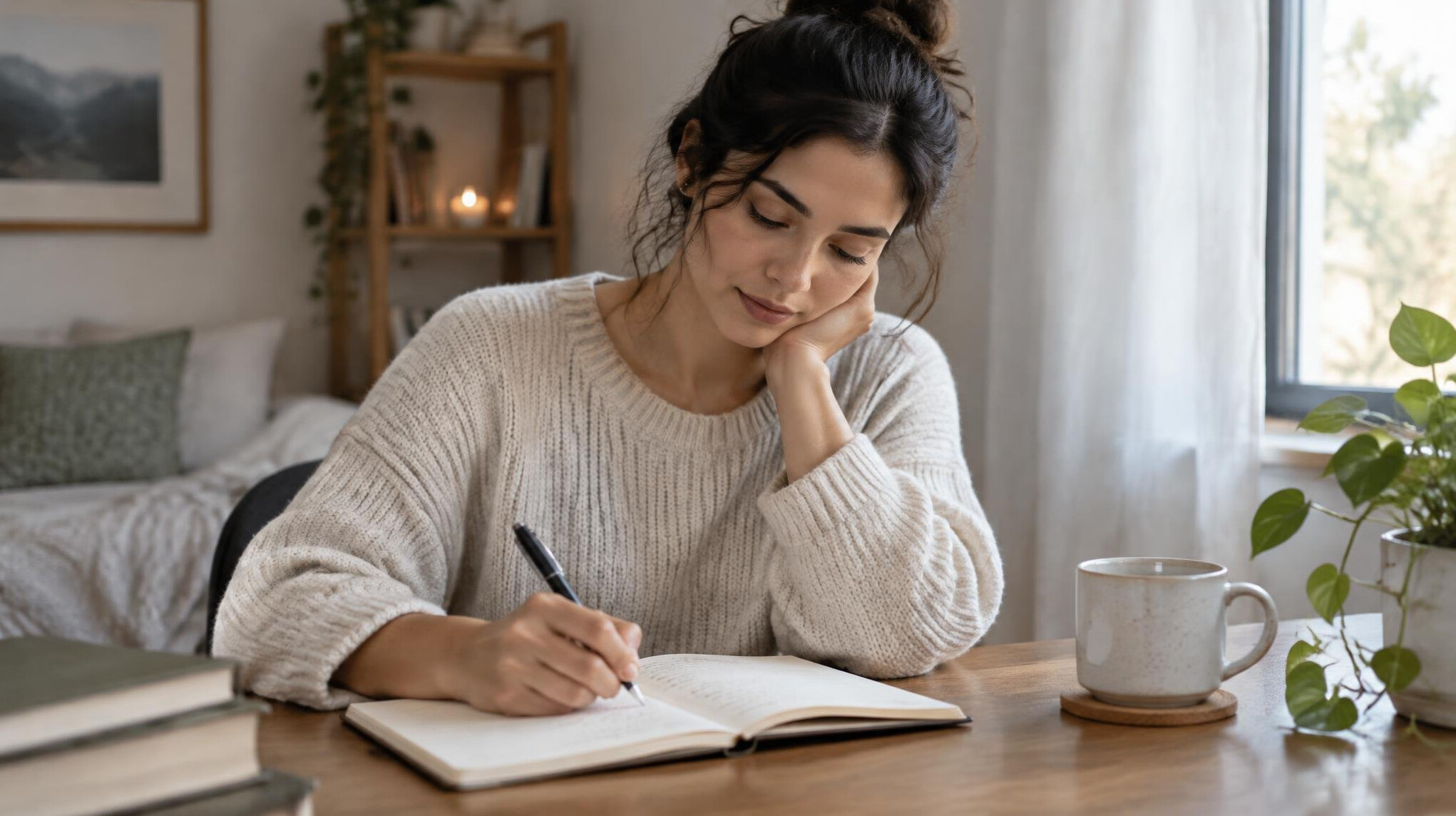 woman journaling in quiet room