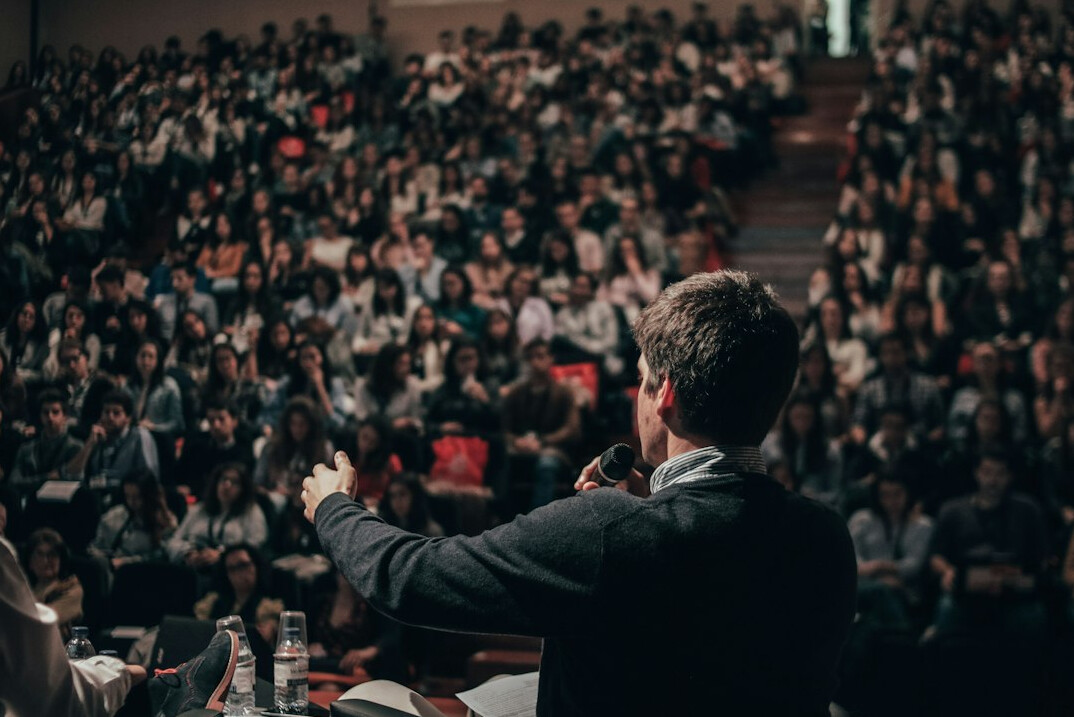 successful speaker after presentation