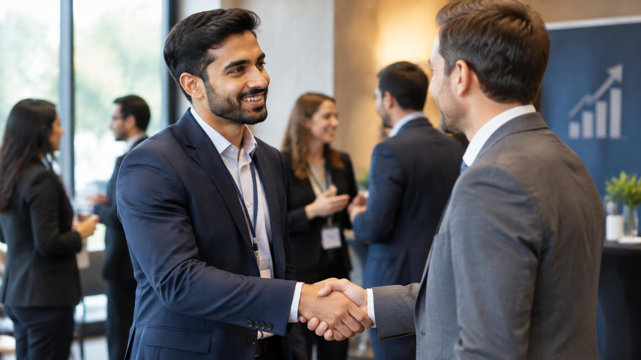 man networking at event