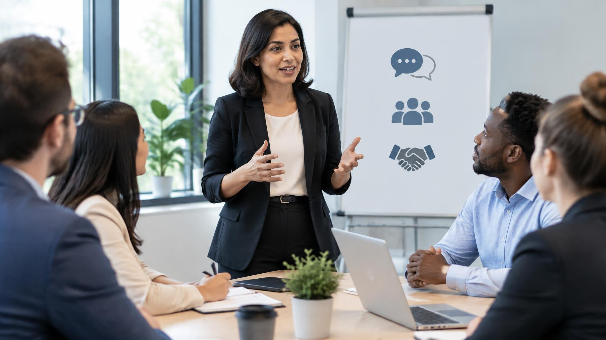 business professional speaking