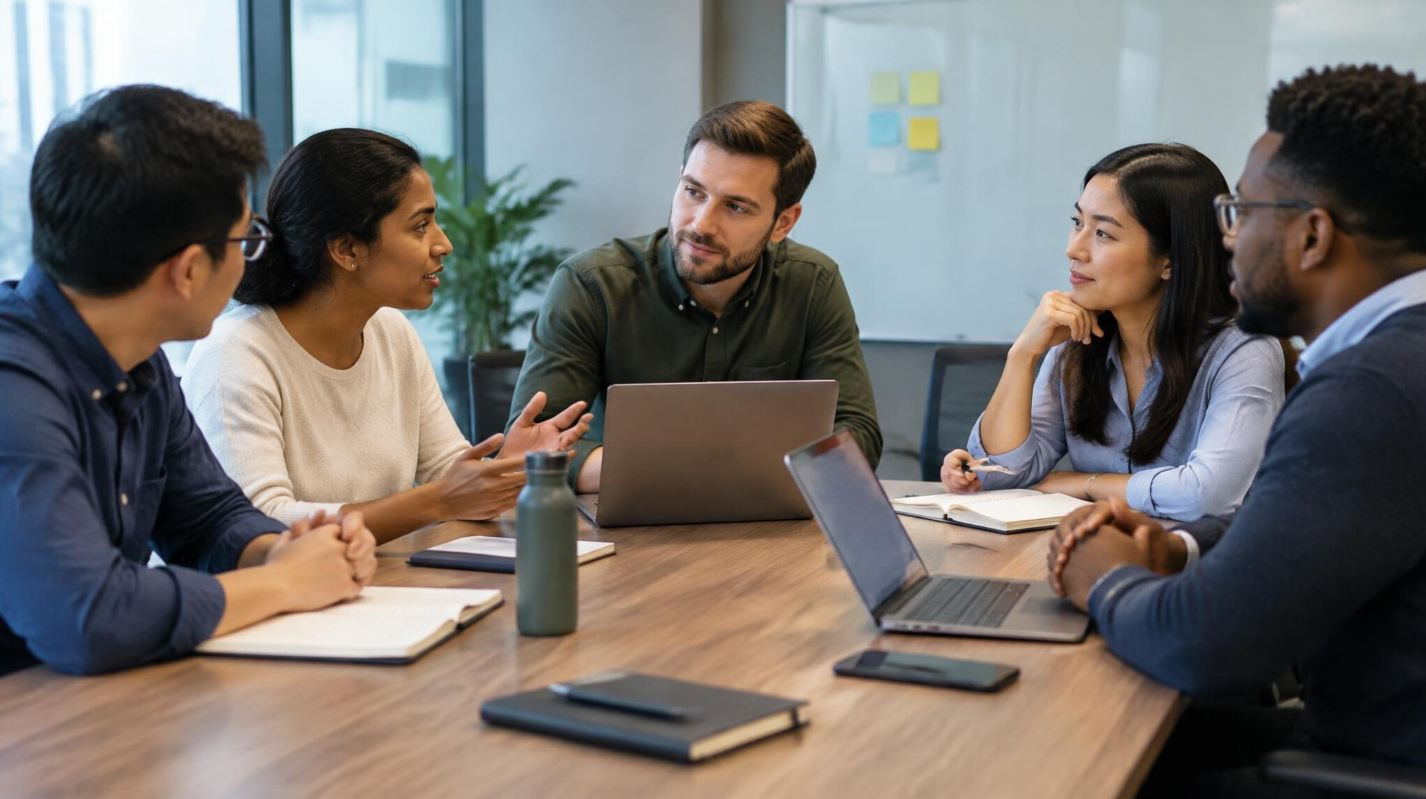 group discussion in meeting room